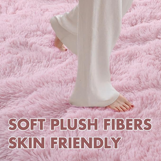 5x7 Ft Pink Rugs for Bedroom Girls, Shag Fluffy Area Rug for Living Room - Image 4
