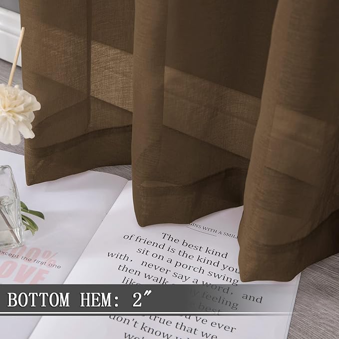 Tollpiz Sheer Tier Curtains Kitchen Linen Textured Half Curtain Sheers Light - Image 4