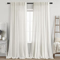Nanspring Beige White 102 Inch Linen Curtains by Nanspring