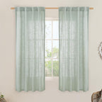 LAMIT 63 Inch Semi Sheer Linen Curtains, Light Filtering Panels Back Tab and by LAMIT