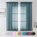 Aiyufeng Dusty Blue Sheer Curtains 63 Inch Length 2 Panels Set, Light Filtering by Aiyufeng