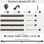 Bronze Curtain Rod, Heavy Duty 1 Inch Decorative Curtain Rods - Image 5