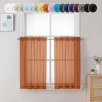 Chyhomenyc Sheer Orange Tier Curtains 24 Inch Length, Small Window Curtains by Chyhomenyc