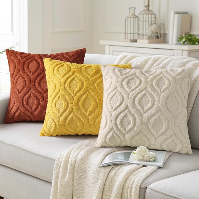decorUhome Summer Throw Pillow Covers 22x22 Inch Set of 2, Soft Plush Faux Wool - Image 7