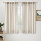 MIULEE Cream Linen Curtains 54 Inch Length 2 Panels by MIULEE