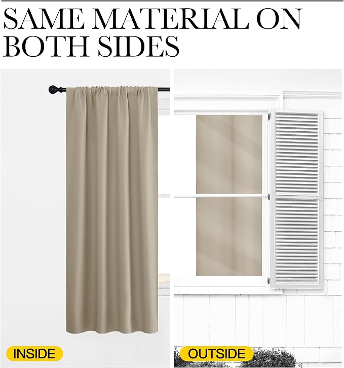 NICETOWN 2 Panels Blackout Curtains, Rod Pocket Thermal Insulated Drapess - Image 3