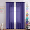 OVZME Purple Sheer Curtains 84 Inches Long 2 Panels, Light Filtering Window by OVZME