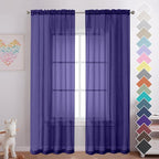 OVZME 2 Pieces Sheer Curtains 96 Length Window Treatments, Voile Drapes Light by OVZME