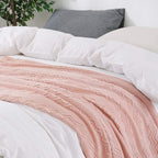 BOURINA Pink Throw Blanket 50x60 Inches Throw Textured Solid Soft Sofa Throw - Image 4
