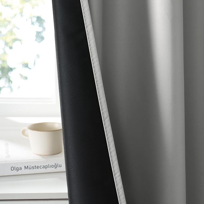 RYB HOME 100% Blackout Basement Curtains 24 inches Long, Heat & UV Blocking - Image 4