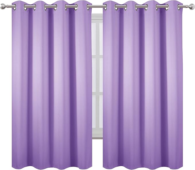 LEMOMO Lavender Blackout Curtains 52 x 63 Inch Length/Set of 2 Curtain - Image 2