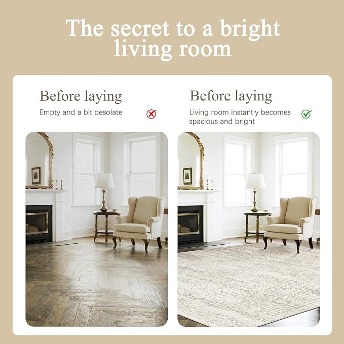 Washable Rugs 8x10 Area Rugs for Living Room, Ultra Soft Faux Wool Retro Rugs - Image 7
