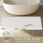 RESARE Waffle Bathroom Runner Rugs, Super Absorbent Bath Mat Non Slip Washable - Image 5