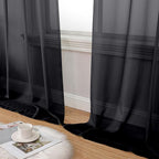 Black Sheer Curtains for Bedroom Living Room 96 Inches Long 2 Panels, Modern - Image 8