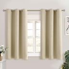 BGment Beige Short Curtains for Kitchen Window, Room Darkening Curtains 45 Inch by BGment
