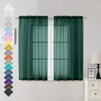 OVZME Hunter Green Sheer Curtains 54 Inches Long 2 Panels by OVZME