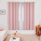 Deconovo Pink Curtains, Thermal Insulated Soundproof Curtain, 52 x 72 Inch Long - Image 2