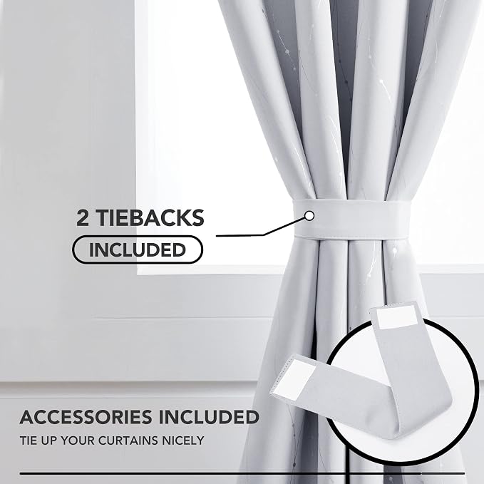 Deconovo Greyish White Curtains, Light Darkening Curtain, Thermal Insulated - Image 4