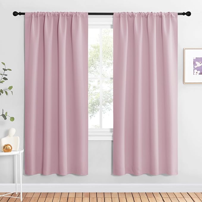 NICETOWN Blackout Curtains for Living Curtains, Baby Pink, 2 Panels, 42 by 72 by NICETOWN