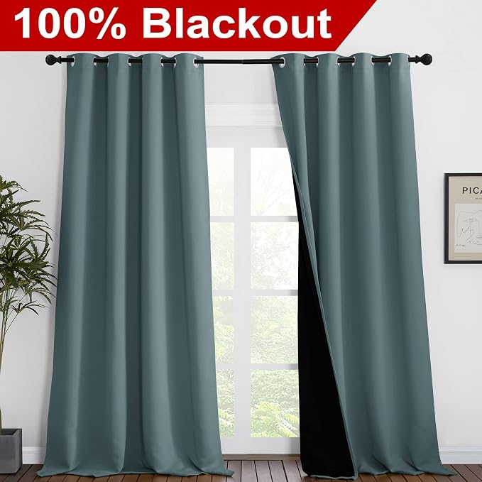 NICETOWN Full Shading Curtains 96 inches Long 2 Panels Set - Image 2