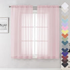 Lecloud Blush Pink Sheer Curtains 63 Inch Length 2 Panels, Light Filtering by Lecloud