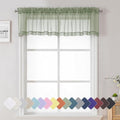 Lecloud Sage Green Short Sheer Curtains 14 Inch Length 2 PCS, Cafe Kithen by Lecloud