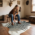 AROGAN Western Faux Fur Zebra Rug, 4.6 x 5.2 Feet Premium Animal Skin Print Rug - Image 4