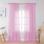 Simplebrand Pink Sheer Curtains 96 Inches Long, Light Filtering Rod Pocket by Simplebrand