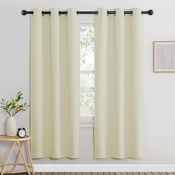 NICETOWN Beige Bedroom Curtains 72 inches Long, Grommet Room Darkening Thermal by NICETOWN