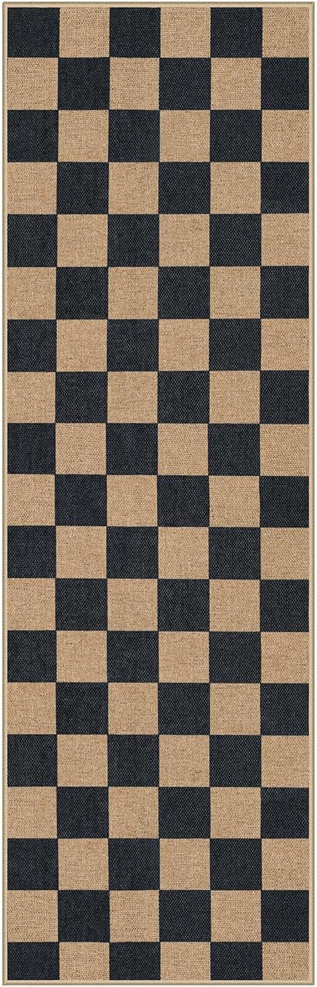 Lahome Colette Checkered Easy Jute Runner Rug, 2x8 Kitchen Rug Non Slip - Image 8