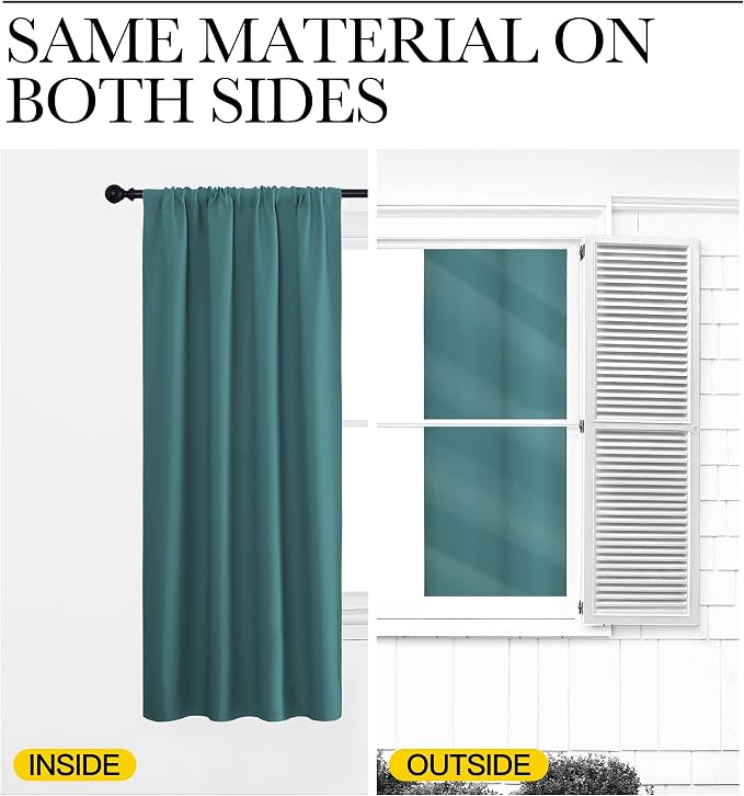 NICETOWN Kitchen Curtains, Short Blackout Curtains & Drapes, Sea Teal, Thermal - Image 5