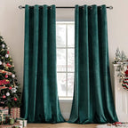 MIULEE Christmas Dark Green Velvet Curtains Room Darkening Blackout Soft by MIULEE