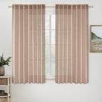 MIULEE Natural Beige Linen Curtains 45 Inch Length 2 Panels by MIULEE