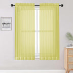 OWENIE Sheer Lemon Curtains for Bedroom Living Room 63 Inch Length 2 Panels Set by OWENIE