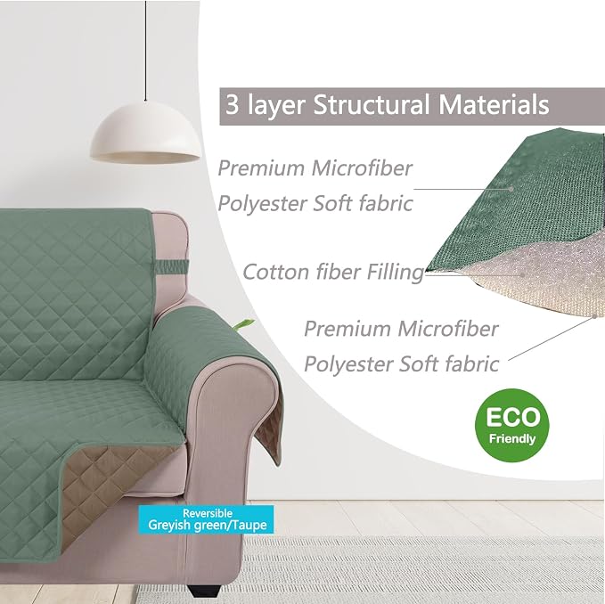 U-NICE HOME Loveseat Sofa Cover Reversible Couch Cover - Image 4