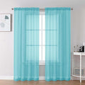 Chyhomenyc Aqua Sheer Curtains 72 Inch Length 2 Panels, Light Filtering Soft by Chyhomenyc