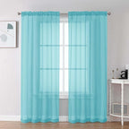 Chyhomenyc Aqua Sheer Curtains 72 Inch Length 2 Panels, Light Filtering Soft by Chyhomenyc
