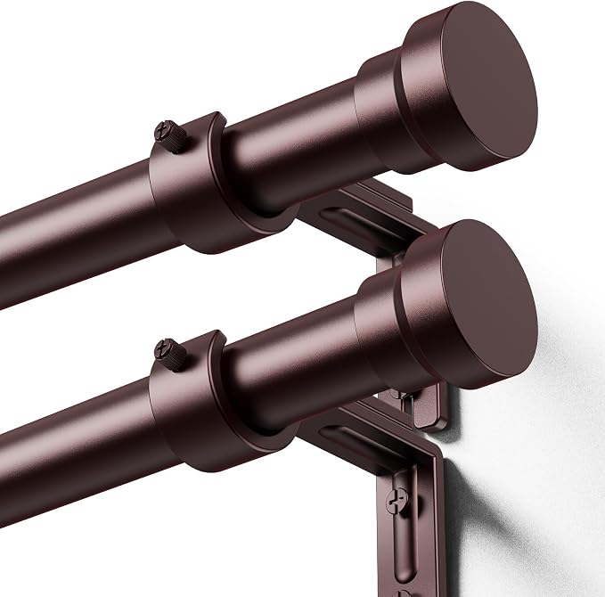YaFex Curtain Rods 2 Pack 32-84 Inch, Heavy Duty 1 Inch Curtain Rod, Bronze by YaFex