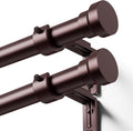 YaFex Curtain Rods 2 Pack 32-118 Inch, Heavy Duty 1 Inch Curtain Rod, Bronze by YaFex