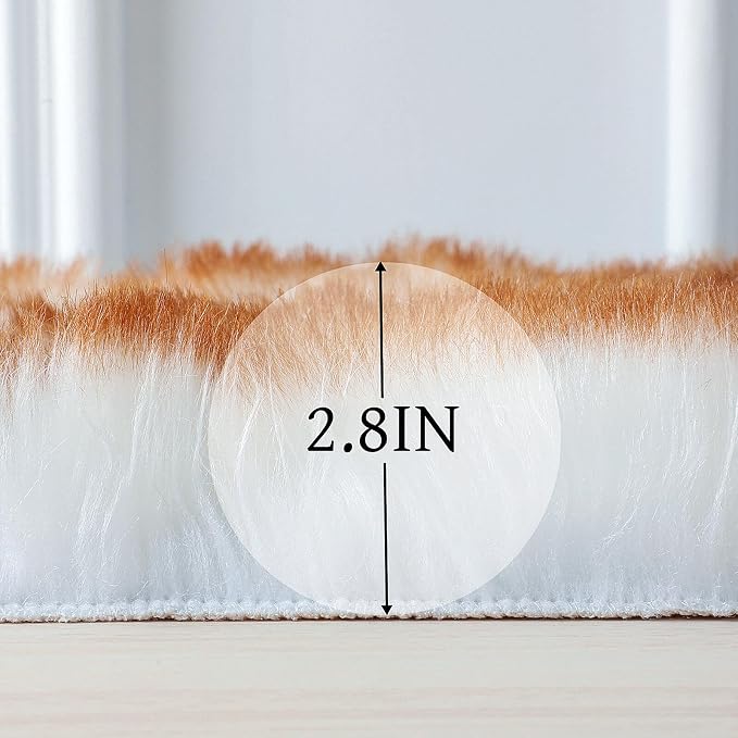 linmopm Faux Fur Rug Sheepskin Shag Fluffy Fuzzy 2x3 ft Small Rugs - Image 2