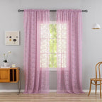 YJ YANJUN Vintage Lace Curtains 96 Inches Long-Victorian Floral Pattern Lilac - Image 2