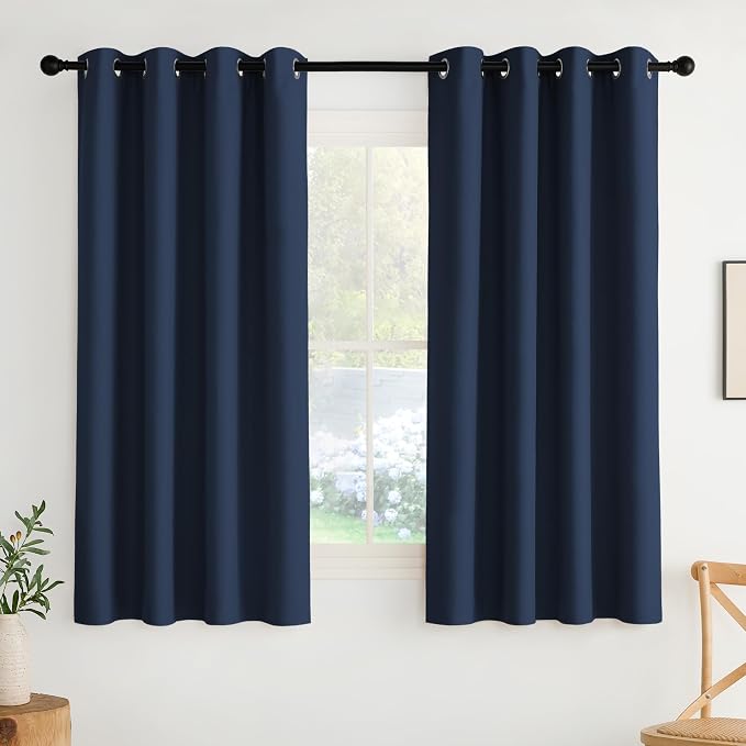 NICETOWN Room Darkening Draperies Curtains Panels, 2 Panels Navy Blue W52 x L63 by NICETOWN
