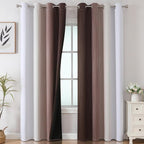 Estelar Textiler Brown and Greyish White Ombre Blackout Curtains 90 Inch Length - Image 2