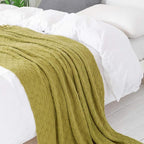 BOURINA Olive Green Throw Blanket 60x80 Inches Throw Textured Solid Soft Sofa - Image 4