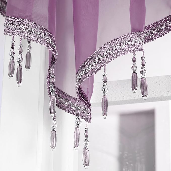 Molaxhome Swag Curtain 51 inch Length Rod Pocket Scalloped Curtain Valance - Image 7