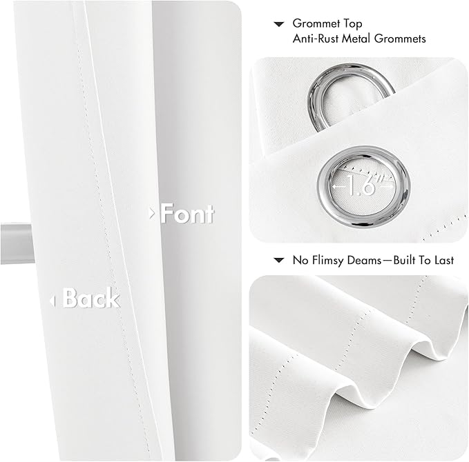 MIULEE Pure White Curtains for Bedroom Living Room 84 Inches Long 2 Panels - Image 4