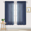 DWCN Navy Blue Sheer Curtains Semi Transparent Voile Rod Pocket Curtains by DWCN