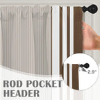 Emvency 2 Pack Valances Window Treatments, Striped Brown Minimalist Neutral - Image 5