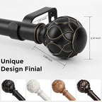 Long Black Curtain Rod, Heavy Duty 1 Inch Decorative Curtain Rods - Image 7