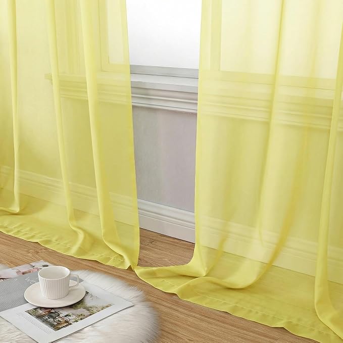 Aiyufeng Lemon Sheer Curtains 84 Inches Long 2 Panels Set - Image 7